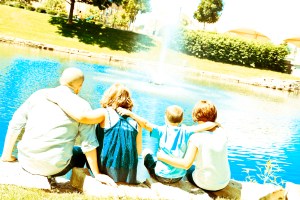 Sitting with the fan by the water